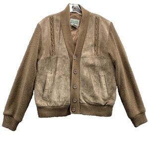 VTG Outdoor Exchange Suede Leather Cardigan Jacket Large Grandpa Academia 70's